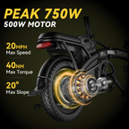 Foldable Electric Bike 14 Inch - Removable Battery & Lightweight - for Urban Commute, Campus, Public Transport - Freight Free