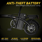 Foldable Electric Bike 14 Inch - Removable Battery & Lightweight - for Urban Commute, Campus, Public Transport - Freight Free