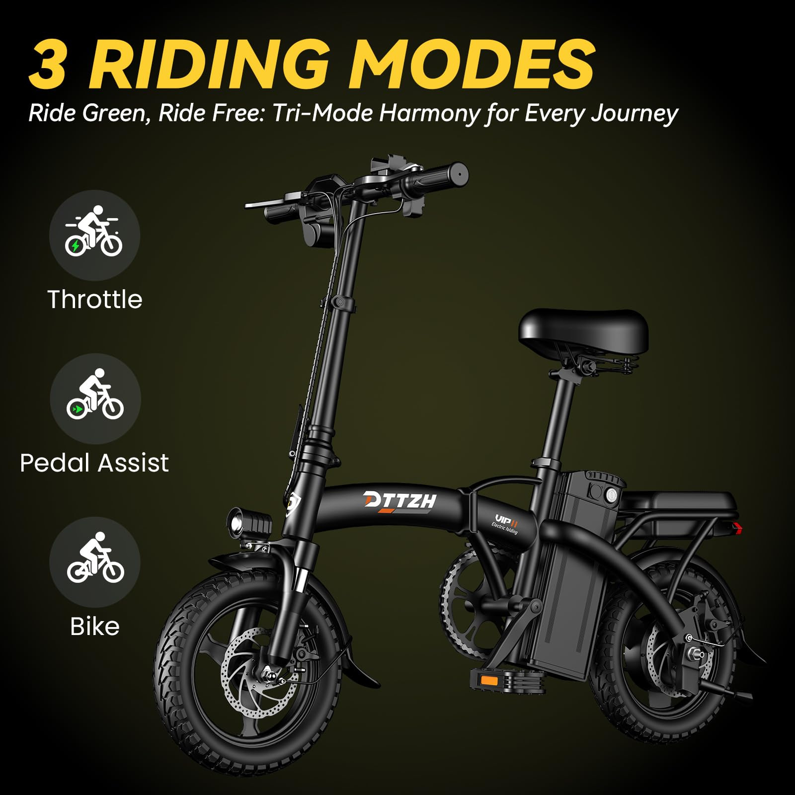 Foldable Electric Bike 14 Inch - Removable Battery & Lightweight - for Urban Commute, Campus, Public Transport - Freight Free