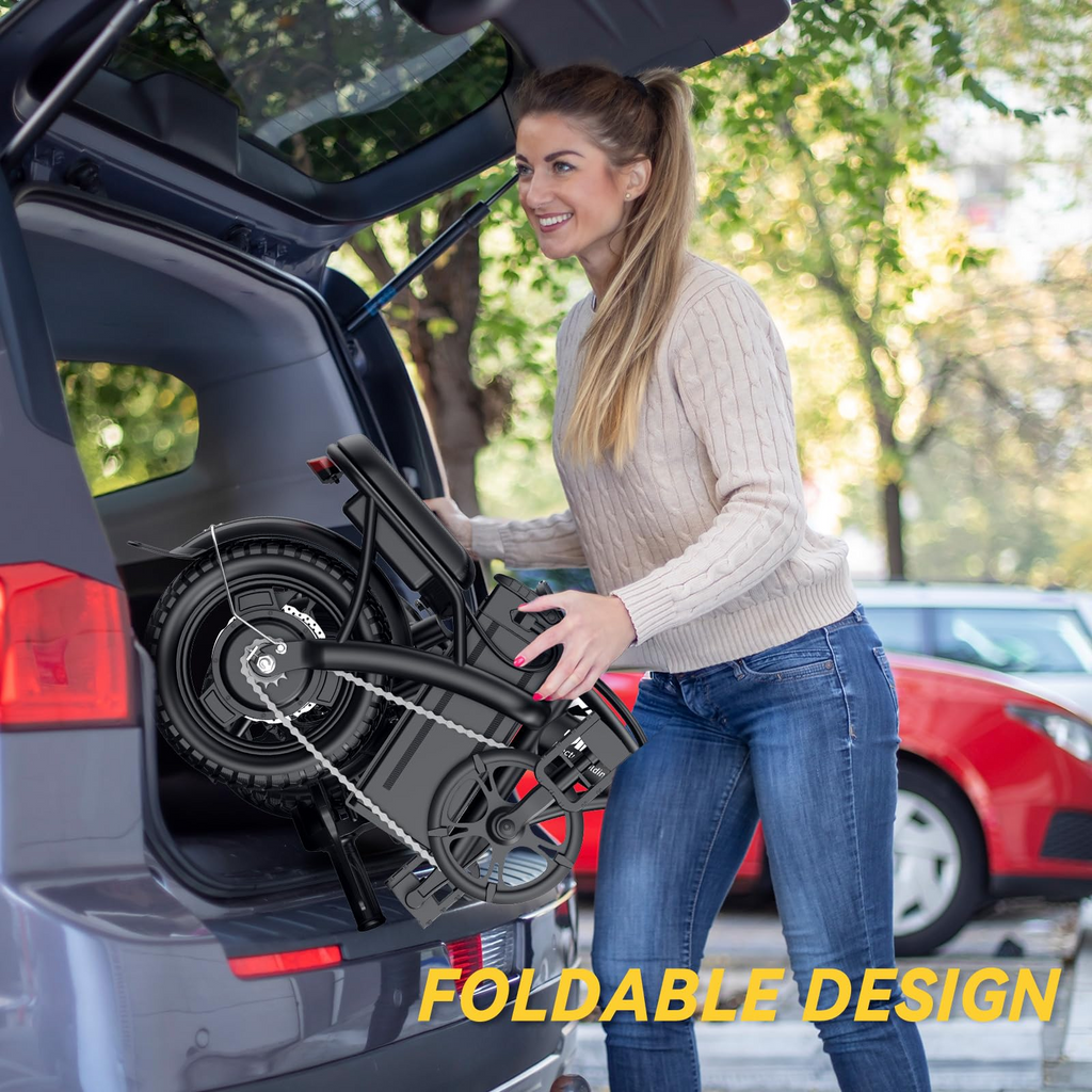 Foldable Electric Bike 14 Inch - Removable Battery & Lightweight - for Urban Commute, Campus, Public Transport - Freight Free