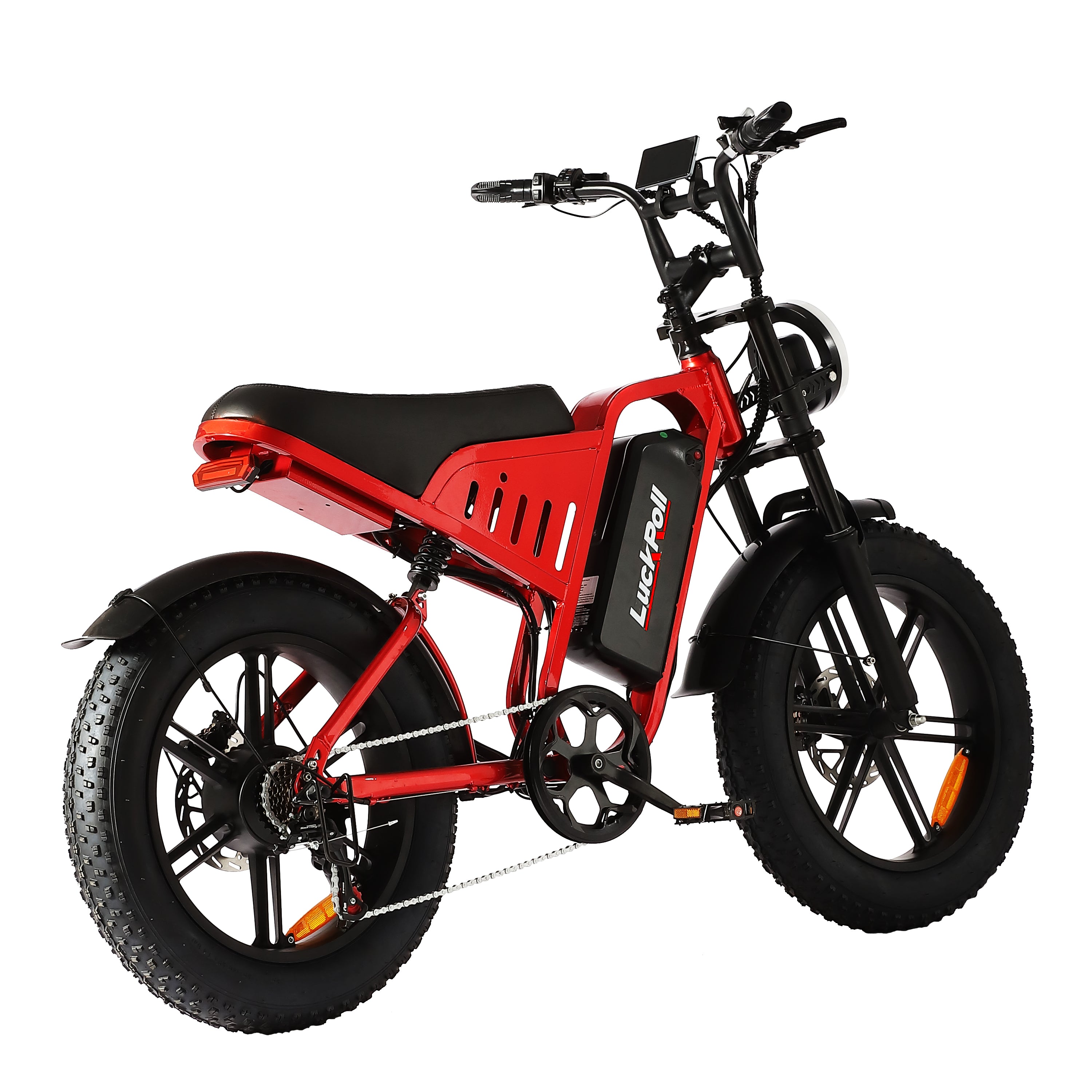 LuckRoll Electric Bike Moped for Adults with NFC & Password Unlock, 2000/1500W, 40/33MPH, 48V 15/25Ah E-Bike, 100-60 Miles Electric Motorcycle, 20" Fat Tire Electric Dirt Bike (2000W 48V 25Ah-Red)