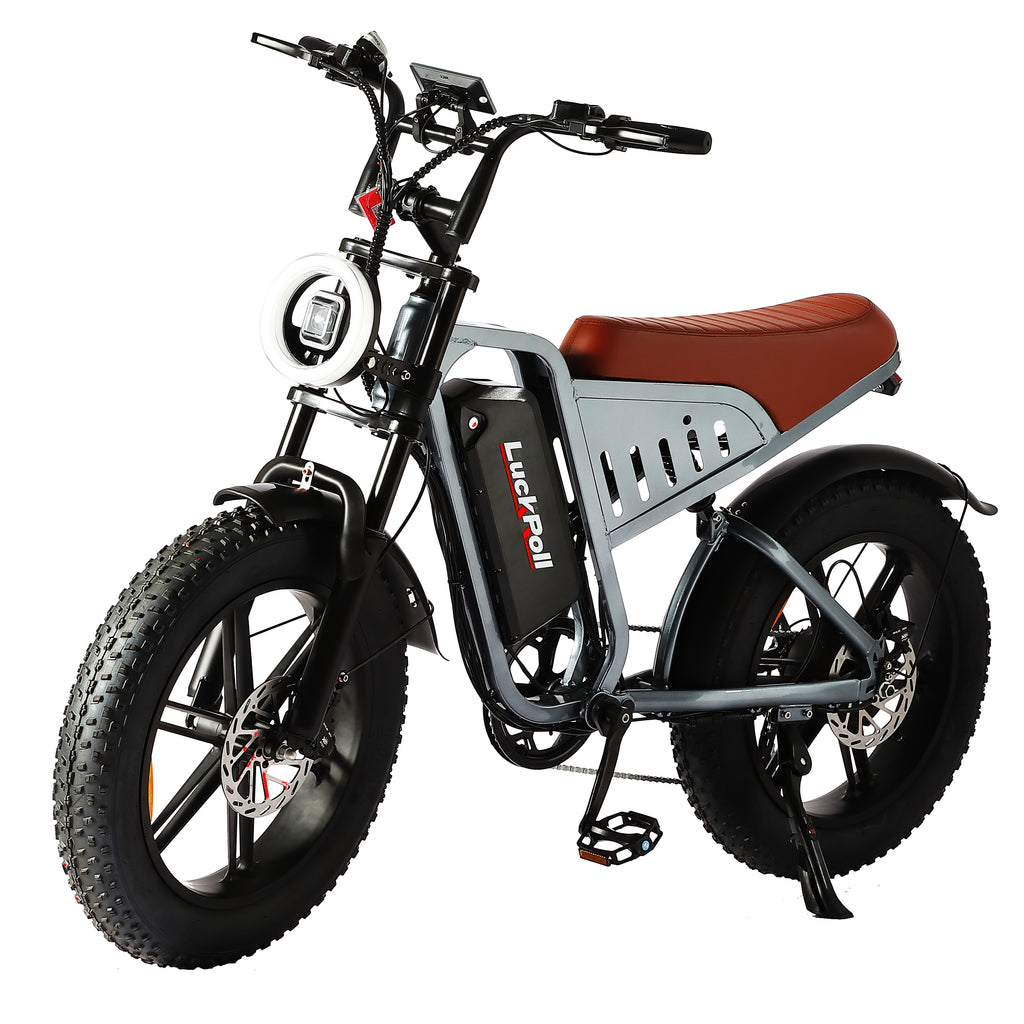 LuckRoll Electric Bike Moped for Adults with NFC & Password Unlock, 2000/1500W, 40/33MPH, 48V 15/25Ah E-Bike, 100-60 Miles Electric Motorcycle, 20" Fat Tire Electric Dirt Bike (2000W 48V 25Ah-Red)