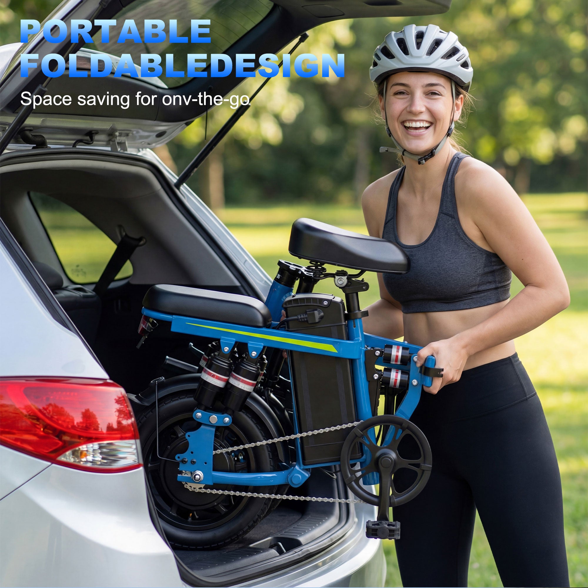 Ultra-Light 14-Inch Foldable Ebike, Portable Urban Commuter Bicycle for Adults & Teens, Space-Saving Design for Apartments