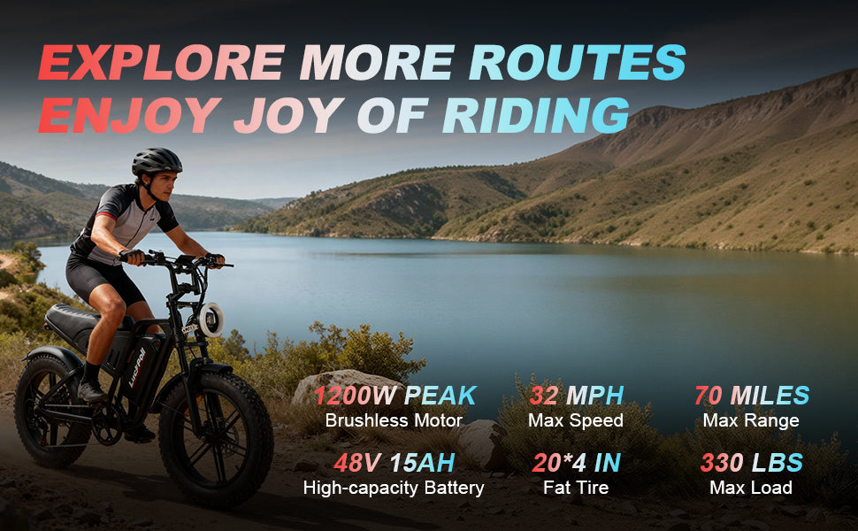 LuckRoll Electric Bike Moped for Adults with NFC & Password Unlock, 2000/1500W, 40/33MPH, 48V 15/25Ah E-Bike, 100-60 Miles Electric Motorcycle, 20" Fat Tire Electric Dirt Bike (2000W 48V 25Ah-Red)