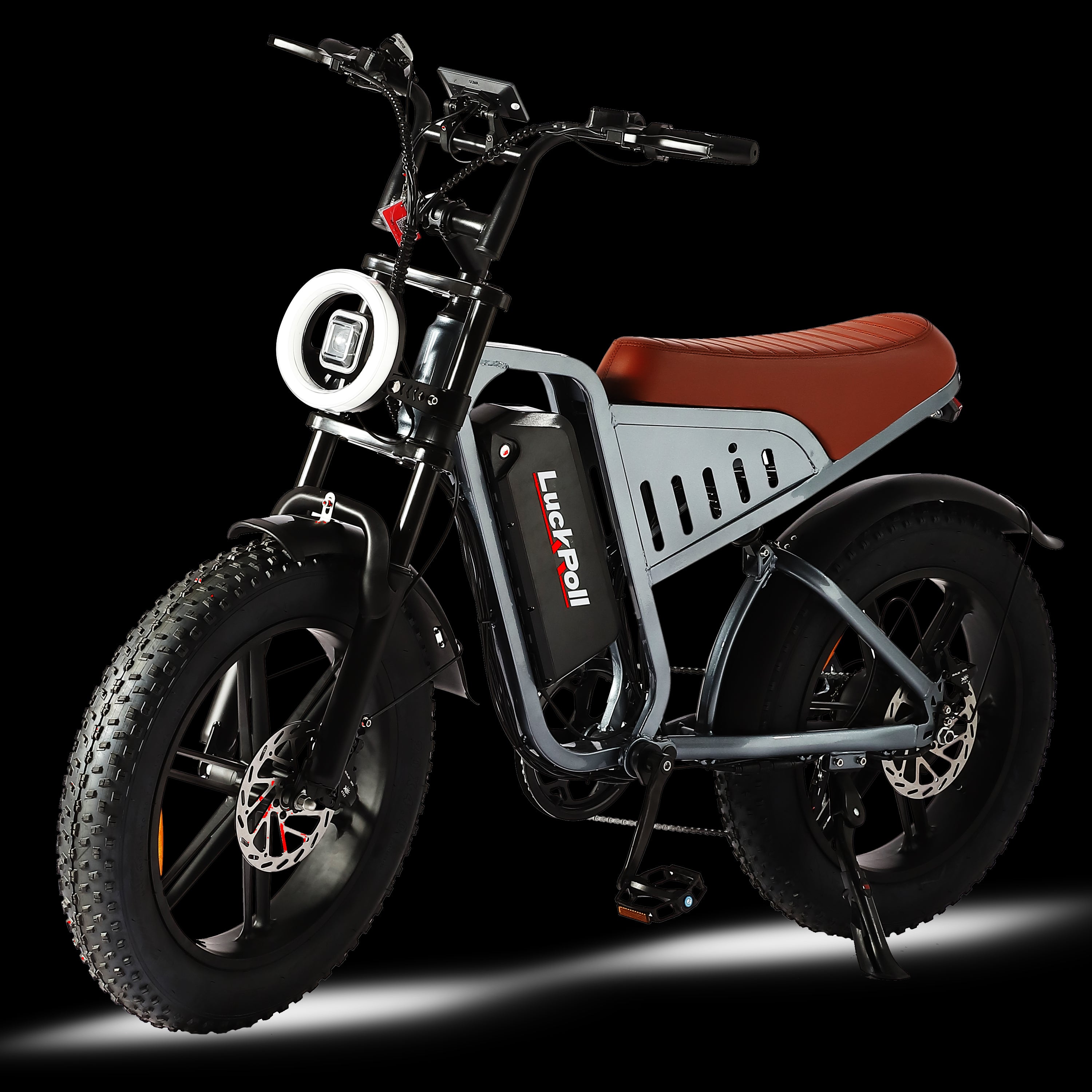 LuckRoll Electric Bike Moped for Adults with NFC & Password Unlock, 2000/1500W, 40/33MPH, 48V 15/25Ah E-Bike, 100-60 Miles Electric Motorcycle, 20" Fat Tire Electric Dirt Bike (2000W 48V 25Ah-Red)