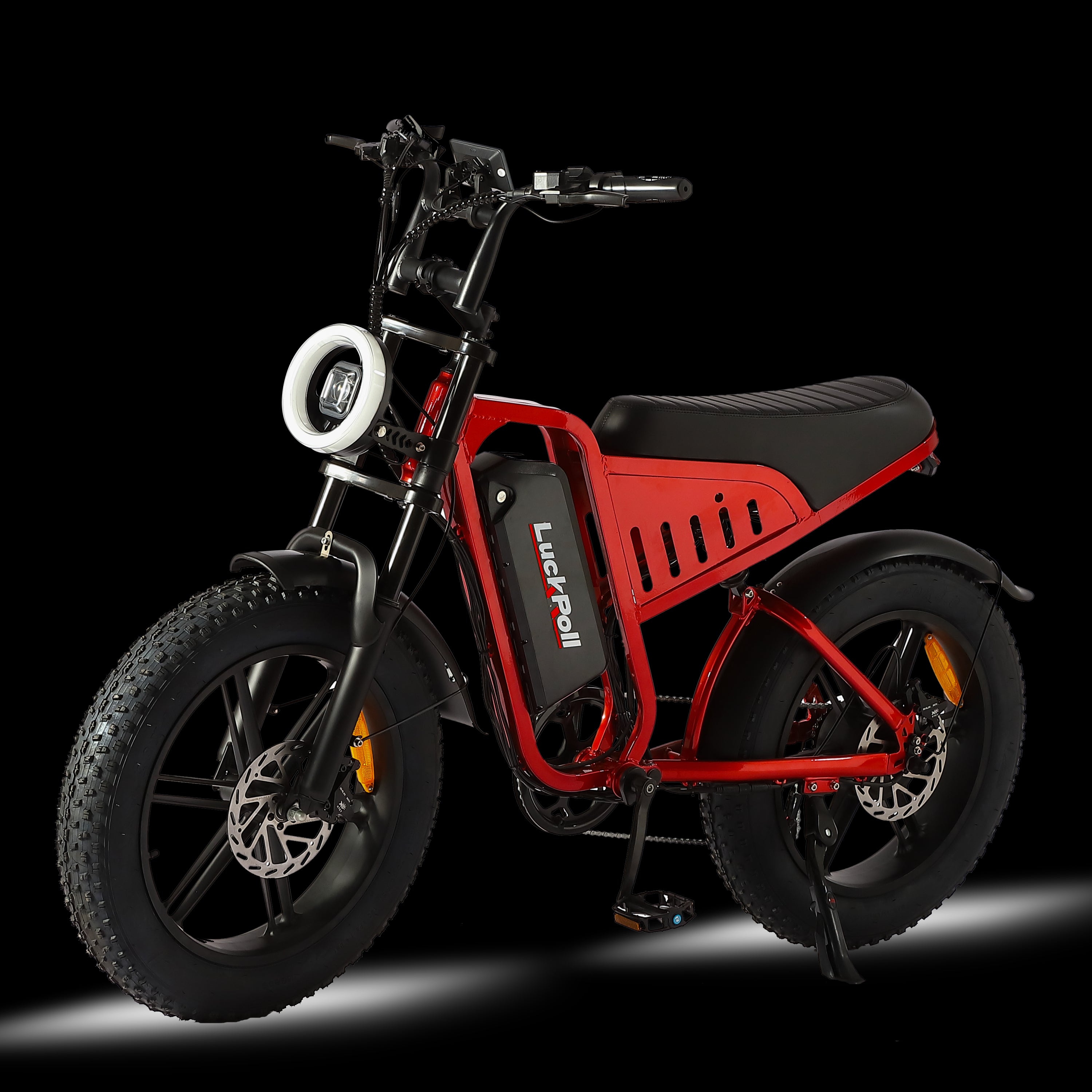 LuckRoll Electric Bike Moped for Adults with NFC & Password Unlock, 2000/1500W, 40/33MPH, 48V 15/25Ah E-Bike, 100-60 Miles Electric Motorcycle, 20" Fat Tire Electric Dirt Bike (2000W 48V 25Ah-Red)