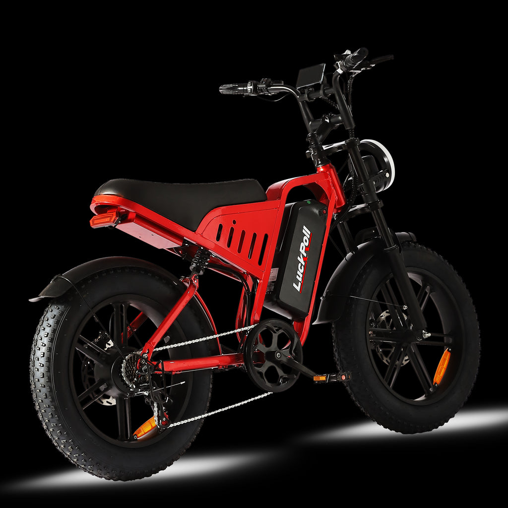 LuckRoll Electric Bike Moped for Adults with NFC & Password Unlock, 2000/1500W, 40/33MPH, 48V 15/25Ah E-Bike, 100-60 Miles Electric Motorcycle, 20" Fat Tire Electric Dirt Bike (2000W 48V 25Ah-Red)