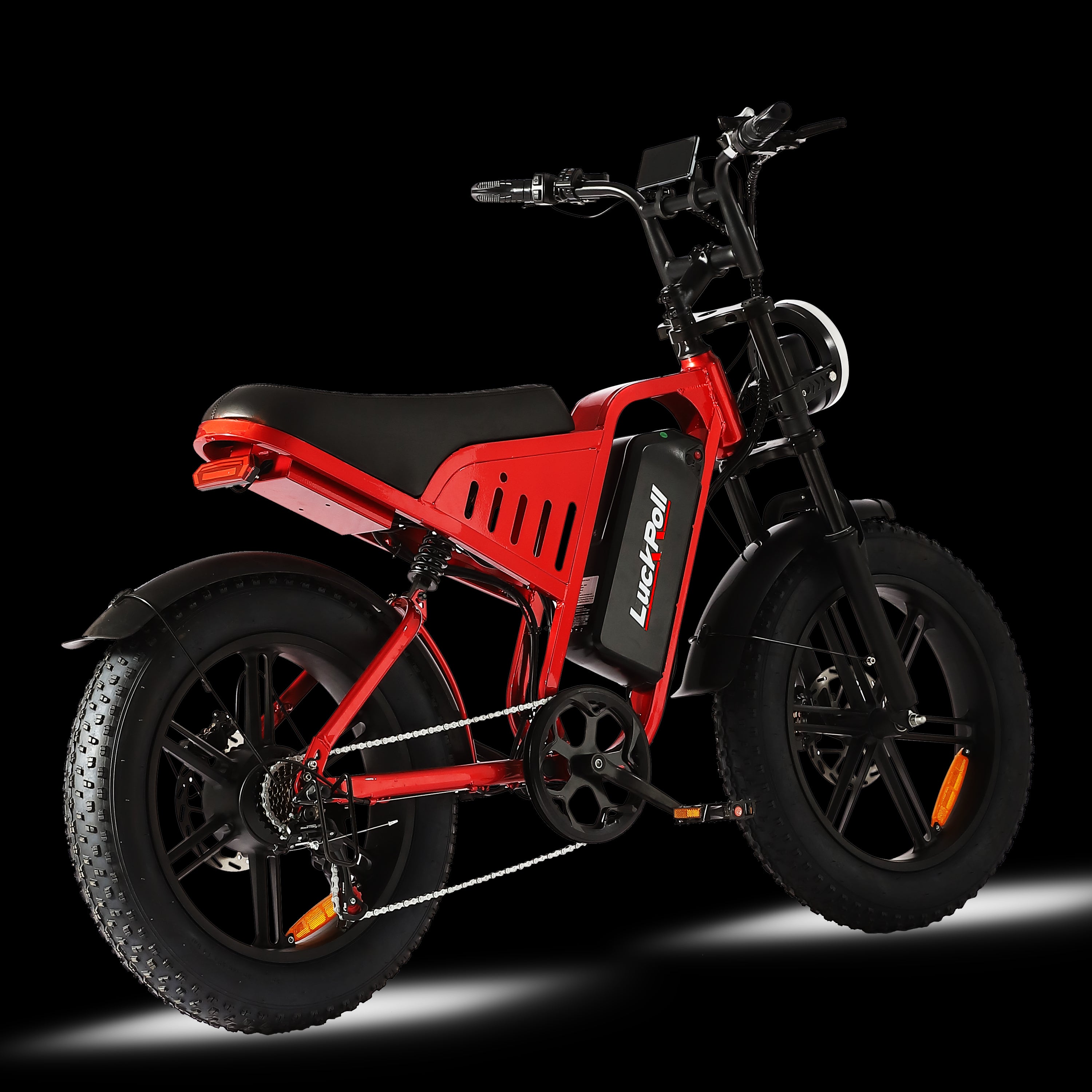 LuckRoll Electric Bike Moped for Adults with NFC & Password Unlock, 2000/1500W, 40/33MPH, 48V 15/25Ah E-Bike, 100-60 Miles Electric Motorcycle, 20" Fat Tire Electric Dirt Bike (2000W 48V 25Ah-Red)