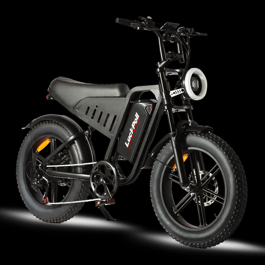LuckRoll Electric Bike Moped for Adults with NFC & Password Unlock, 2000/1500W, 40/33MPH, 48V 15/25Ah E-Bike, 100-60 Miles Electric Motorcycle, 20" Fat Tire Electric Dirt Bike (2000W 48V 25Ah-Red)