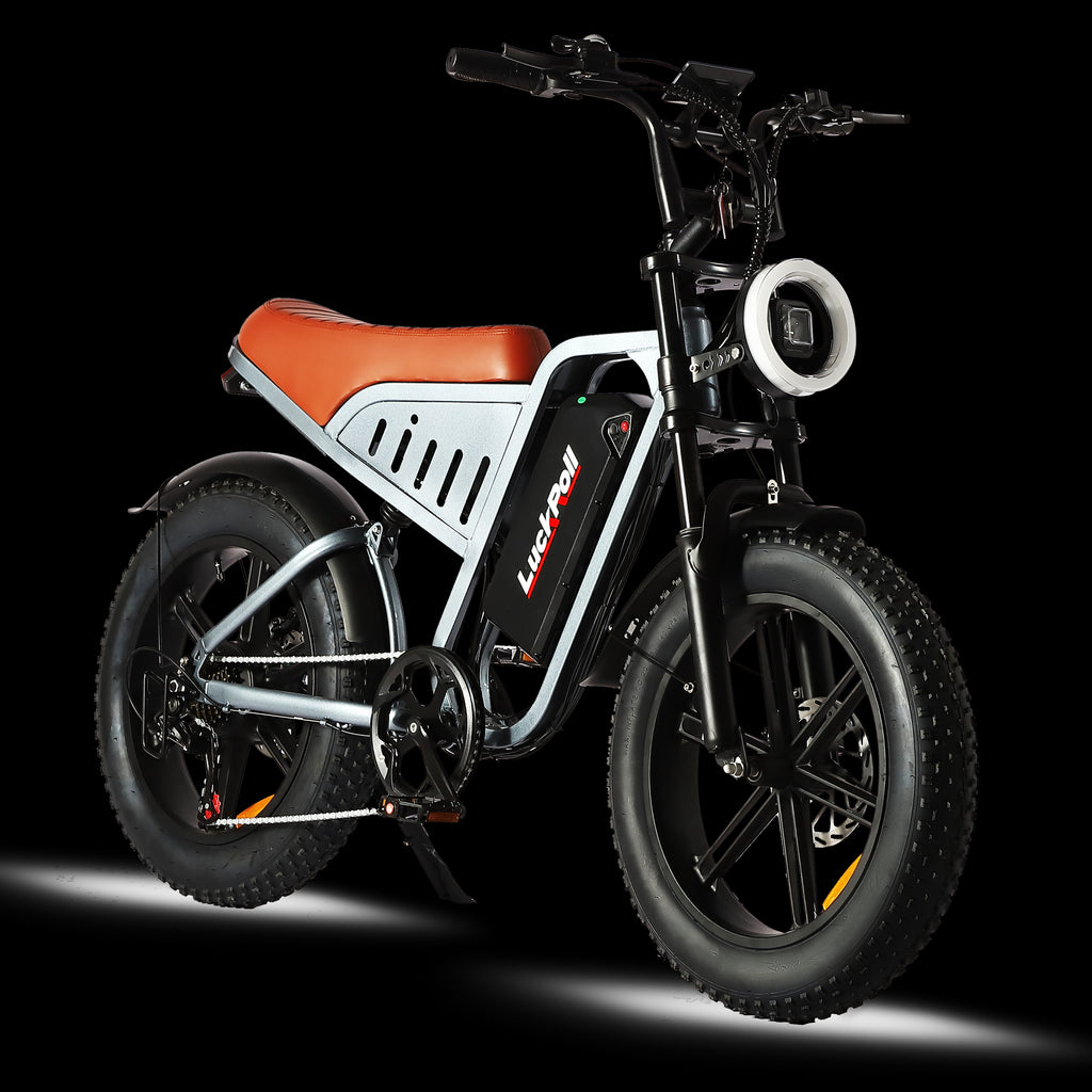 LuckRoll Electric Bike Moped for Adults with NFC & Password Unlock, 2000/1500W, 40/33MPH, 48V 15/25Ah E-Bike, 100-60 Miles Electric Motorcycle, 20" Fat Tire Electric Dirt Bike (2000W 48V 25Ah-Red)